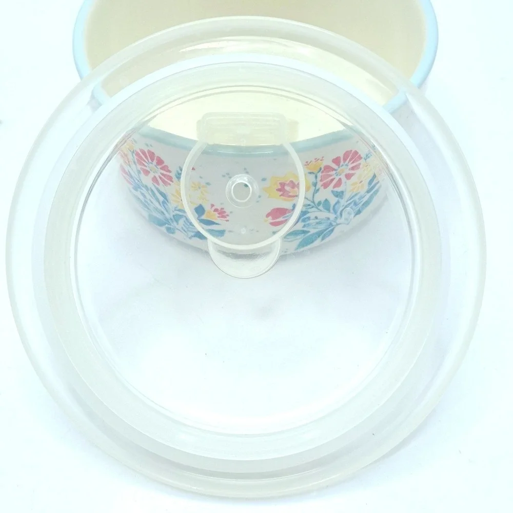 The Pioneer Woman Stoneware Storage Bowl Small White Floral Vented Lid Vintage